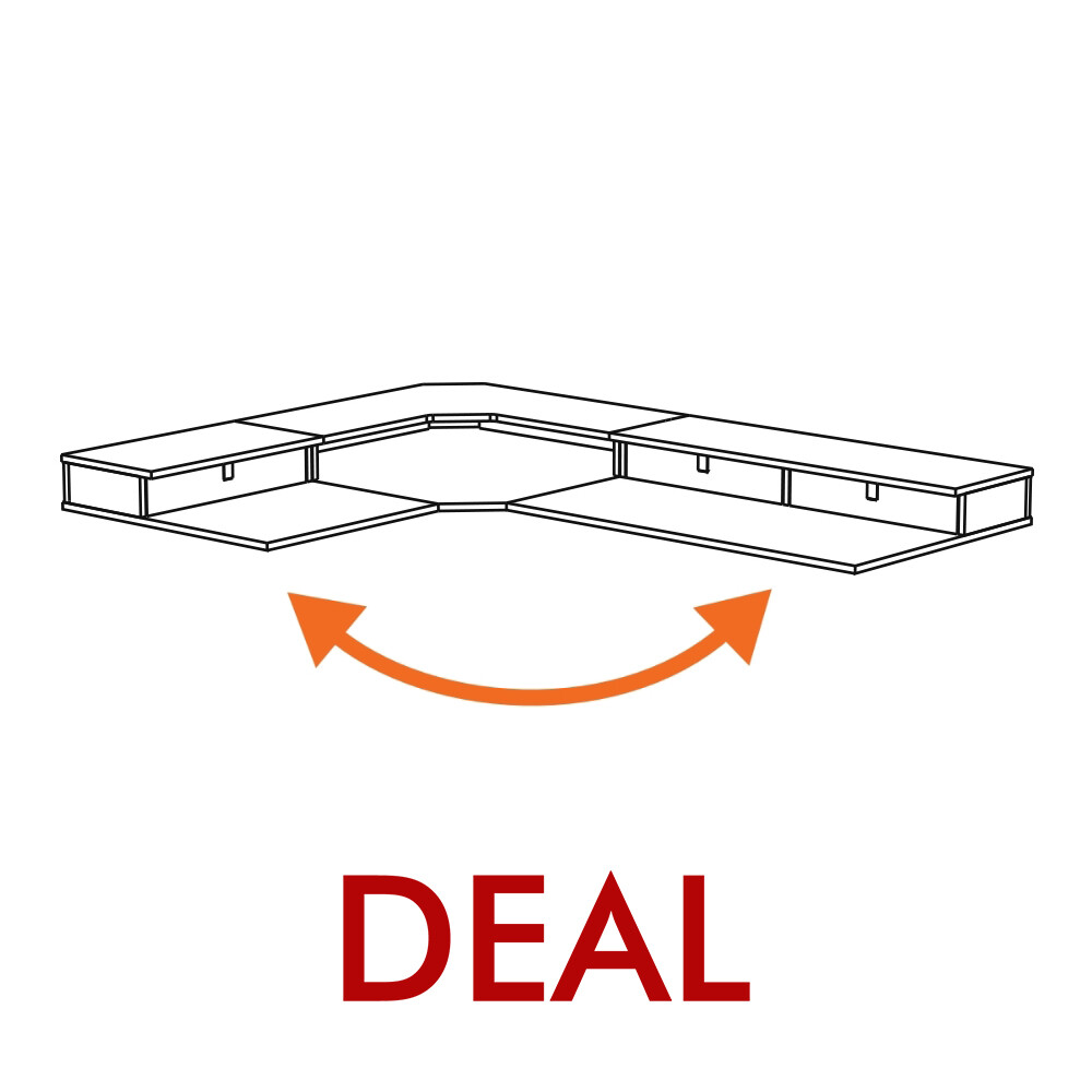 FEZiBO Triple Motor Lshaped Standing Desk with Upper Drawers
