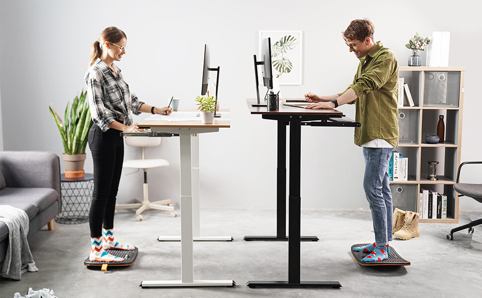  FEZIBO Anti-Fatigue Standing Desk Mat – Ergonomic Not-Flat  Cushion Mat with Foot Massage Pad for Office and Home Floor : Home & Kitchen