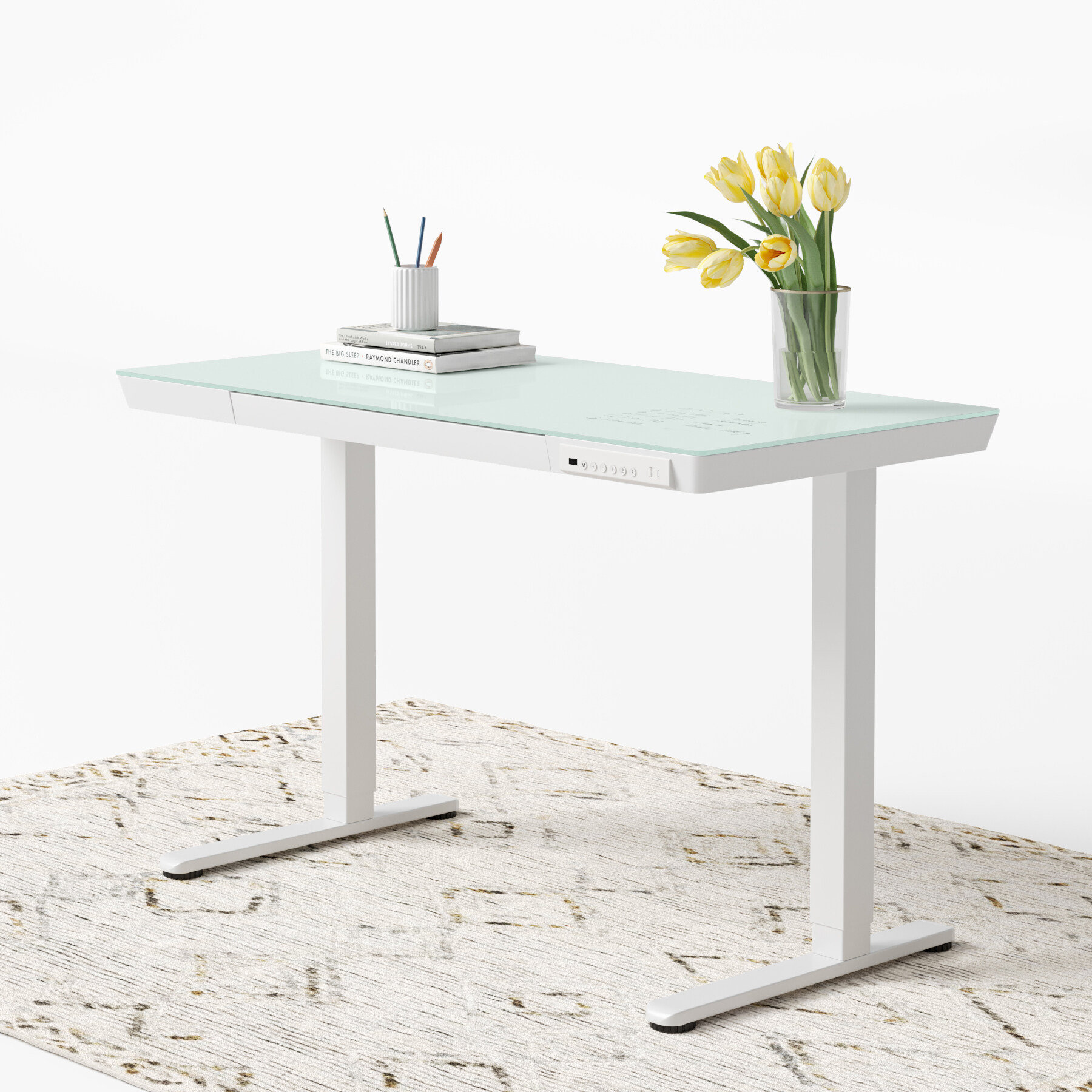 FEZIBO Elita AllInOne Standing Desk Glass Top Electric Height